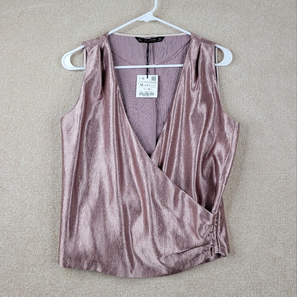 Zara Basic Collection Rose Metallic Sleeveless Top Size M - Picture 1 of 9